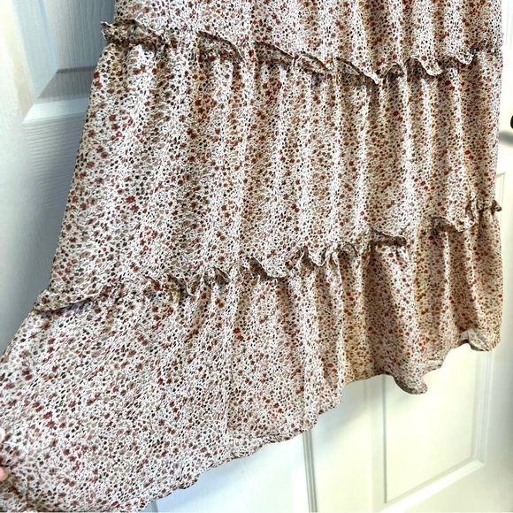 VICI bohemian Ditsy floral tiered maxi smocked waist cottage maxi rust dress M - Picture 7 of 12